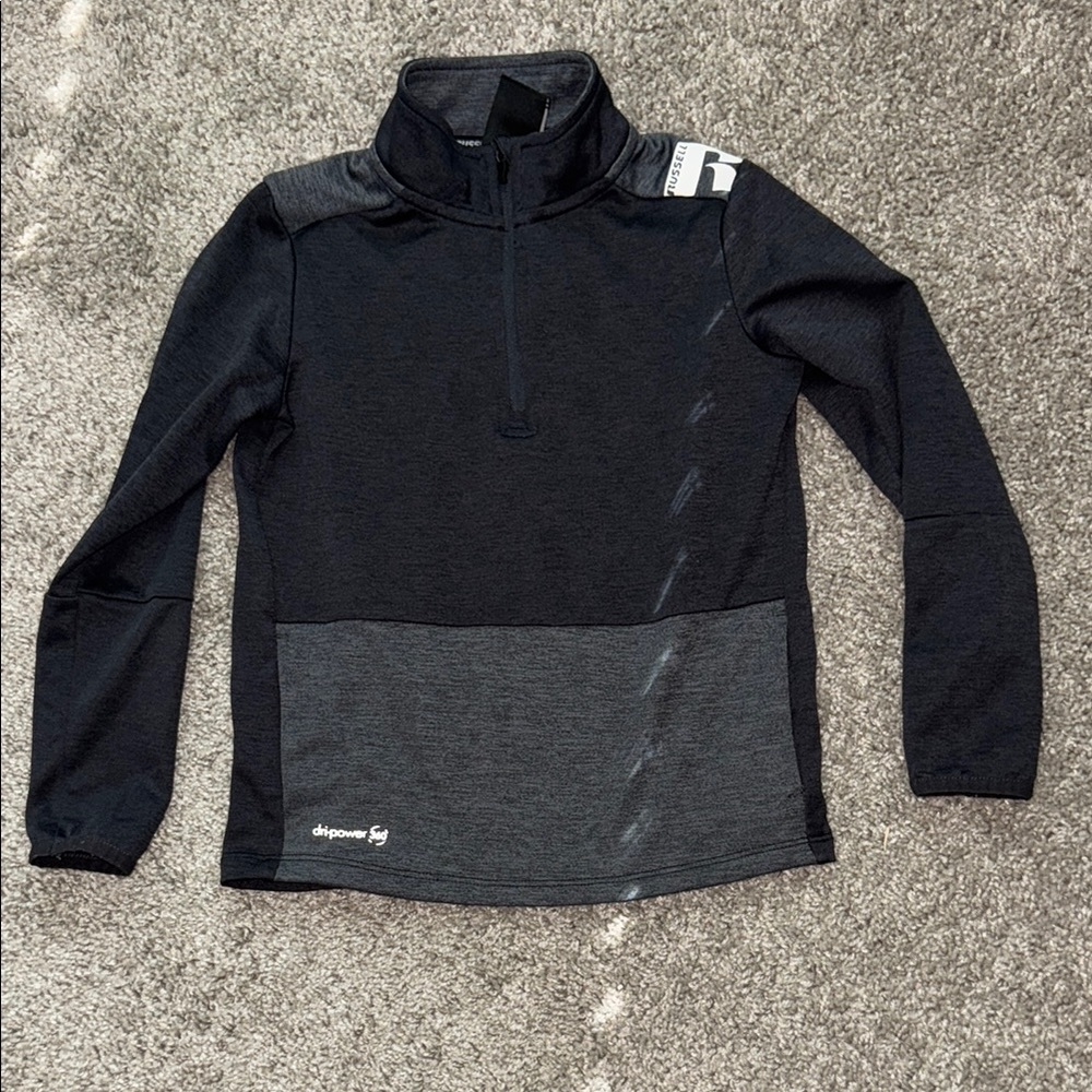 Boys Black and Gray Quarter-Zip Pullover